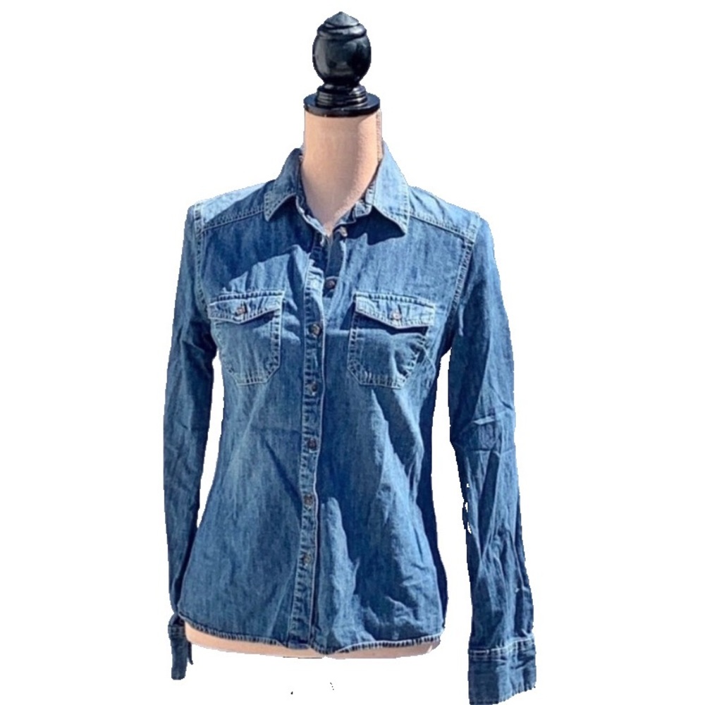 ☀️4/25 Merona Medium Indigo Denim Button-Up Shirt